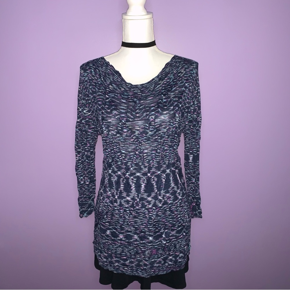 Vintage Stacia Blue Unique Draped Neck Sweater